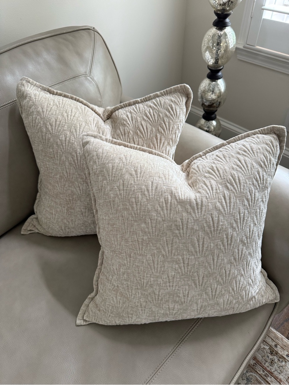 Set of 2 Taupe Chenille Velvet Throw Pillow Covers 20” x 20”
